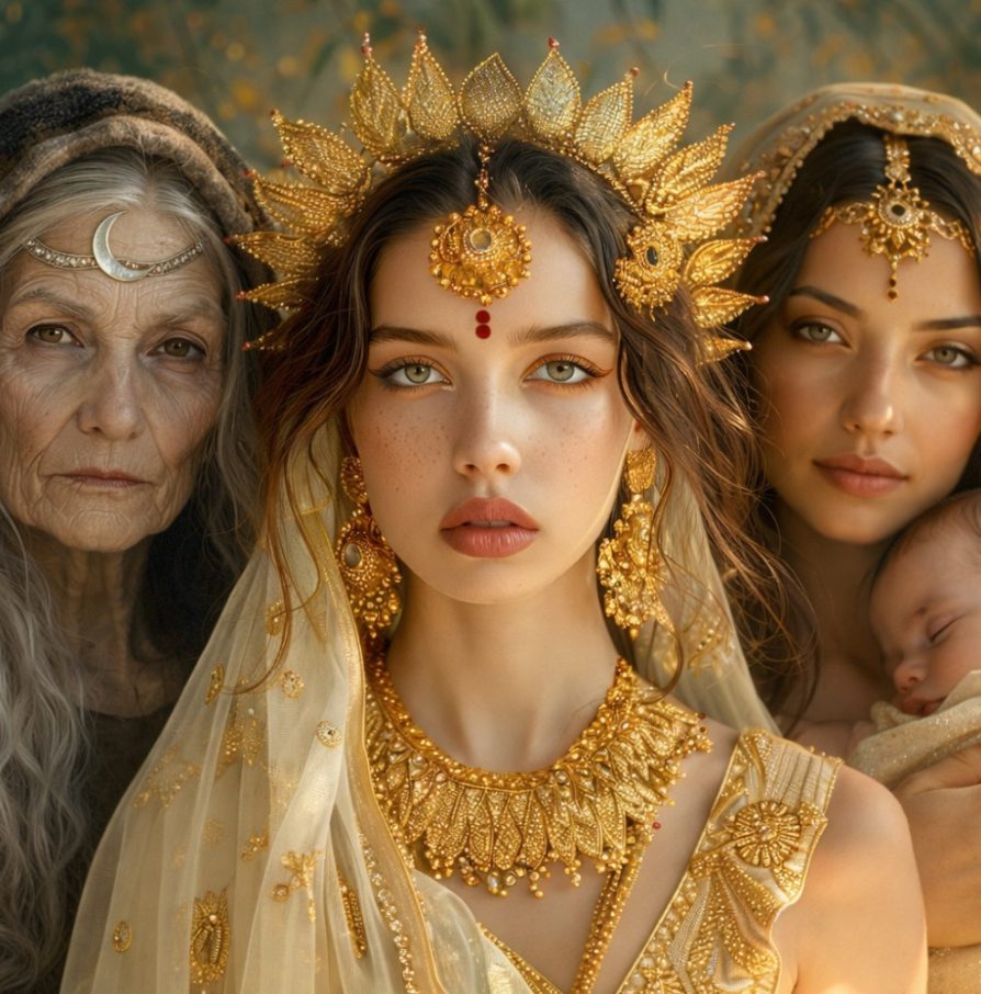 Simbol trostruke božice s tri Mjeseca koji predstavljaju djevojku, majku i mudru ženu.