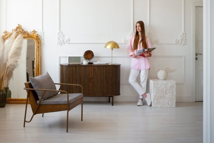 Uredan i minimalistički dnevni boravak ispunjen prirodnim svjetlom