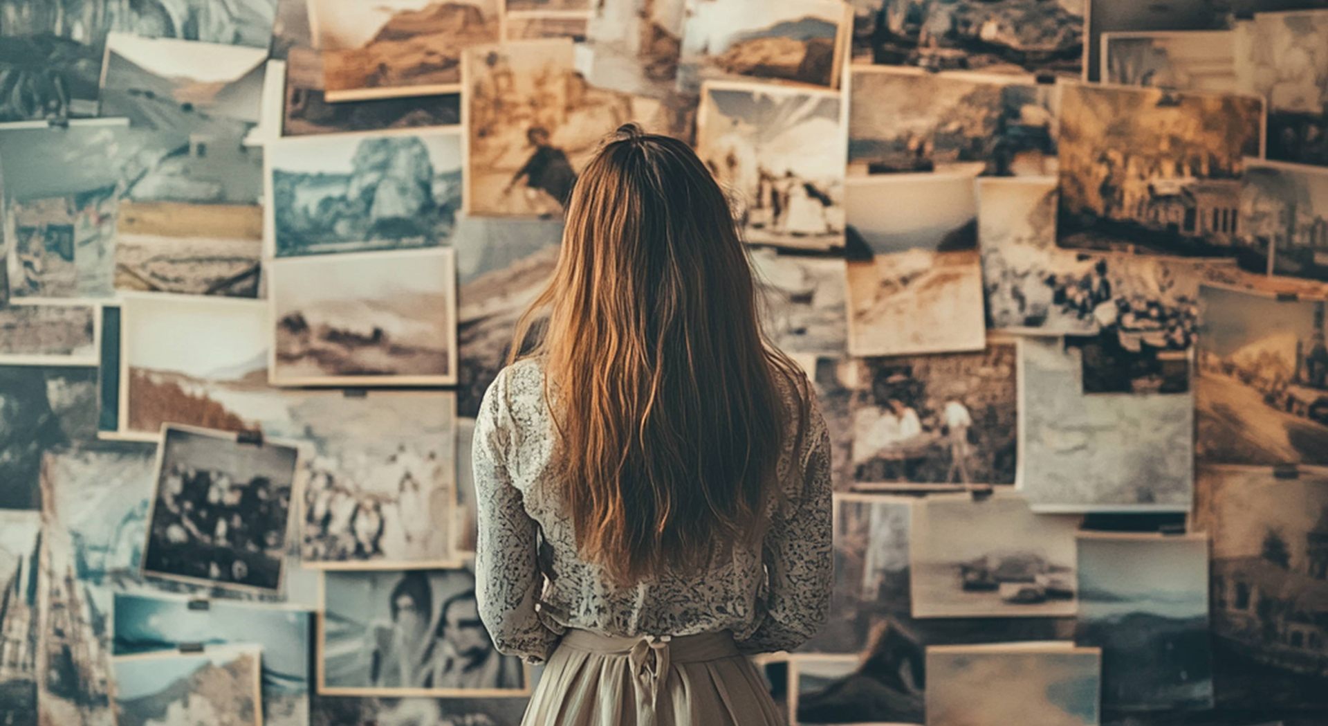 Žena promatra stare fotografije dok retrogradni Merkur u Raku potiče suočavanje s prošlošću